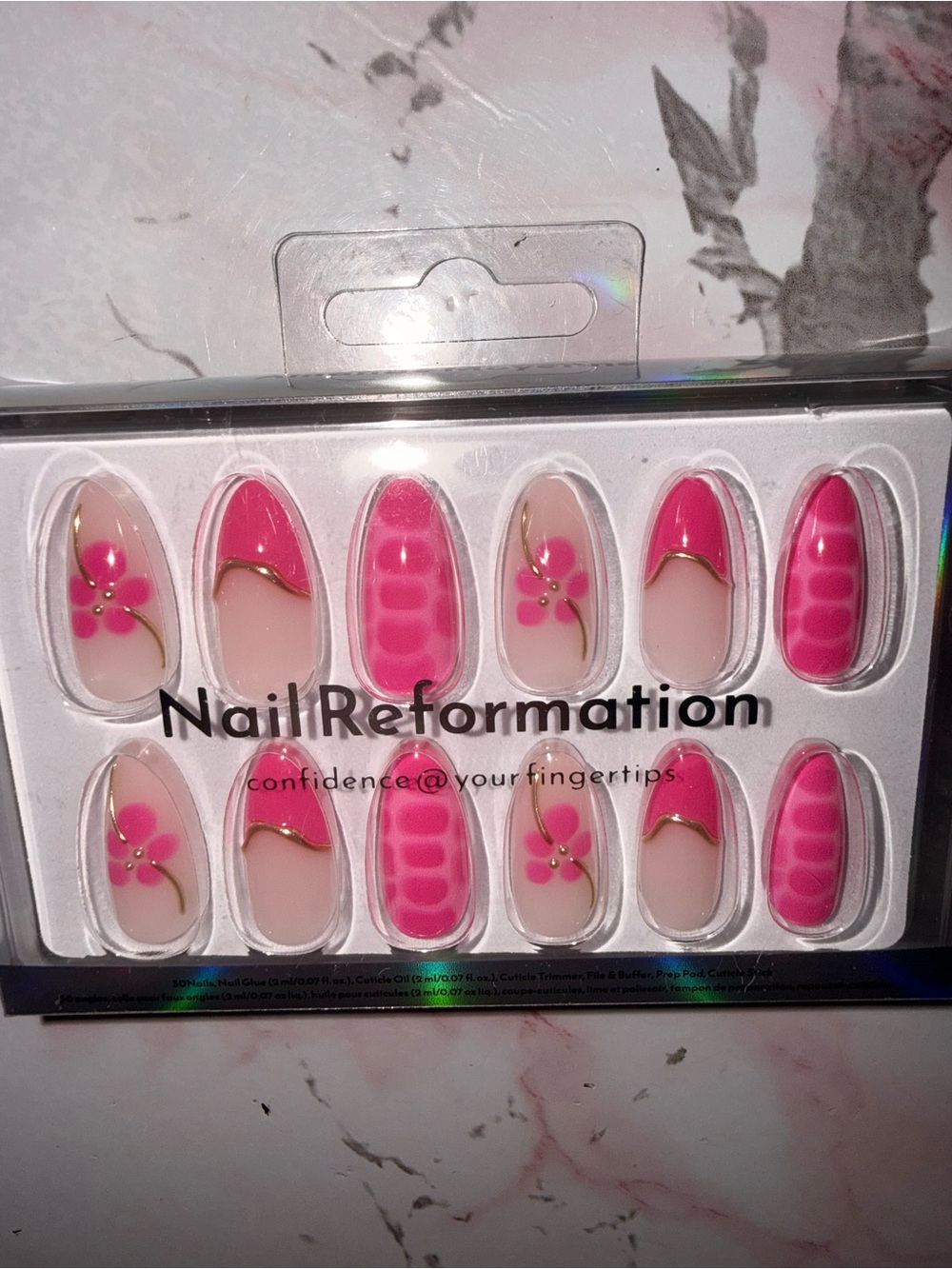 Nail Reformation Pink Floral & Hot Pink Press-On Nails